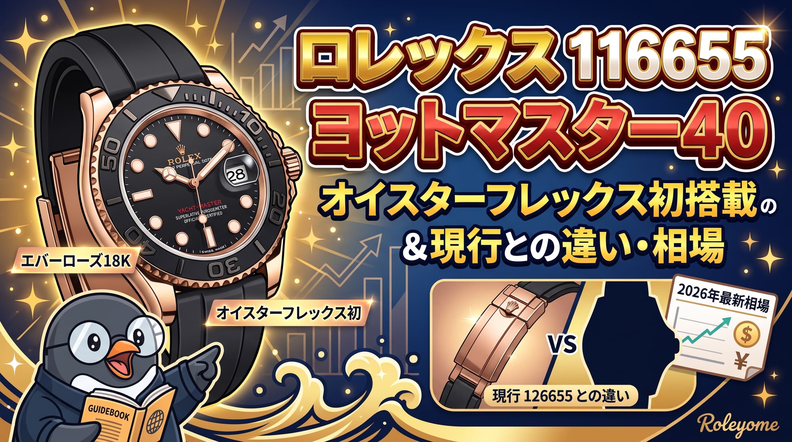 ロレックス 116655(ヨットマスター40 エバーローズ)とは|オイスターフレックス初搭載の特徴・現行126655との違い・相場