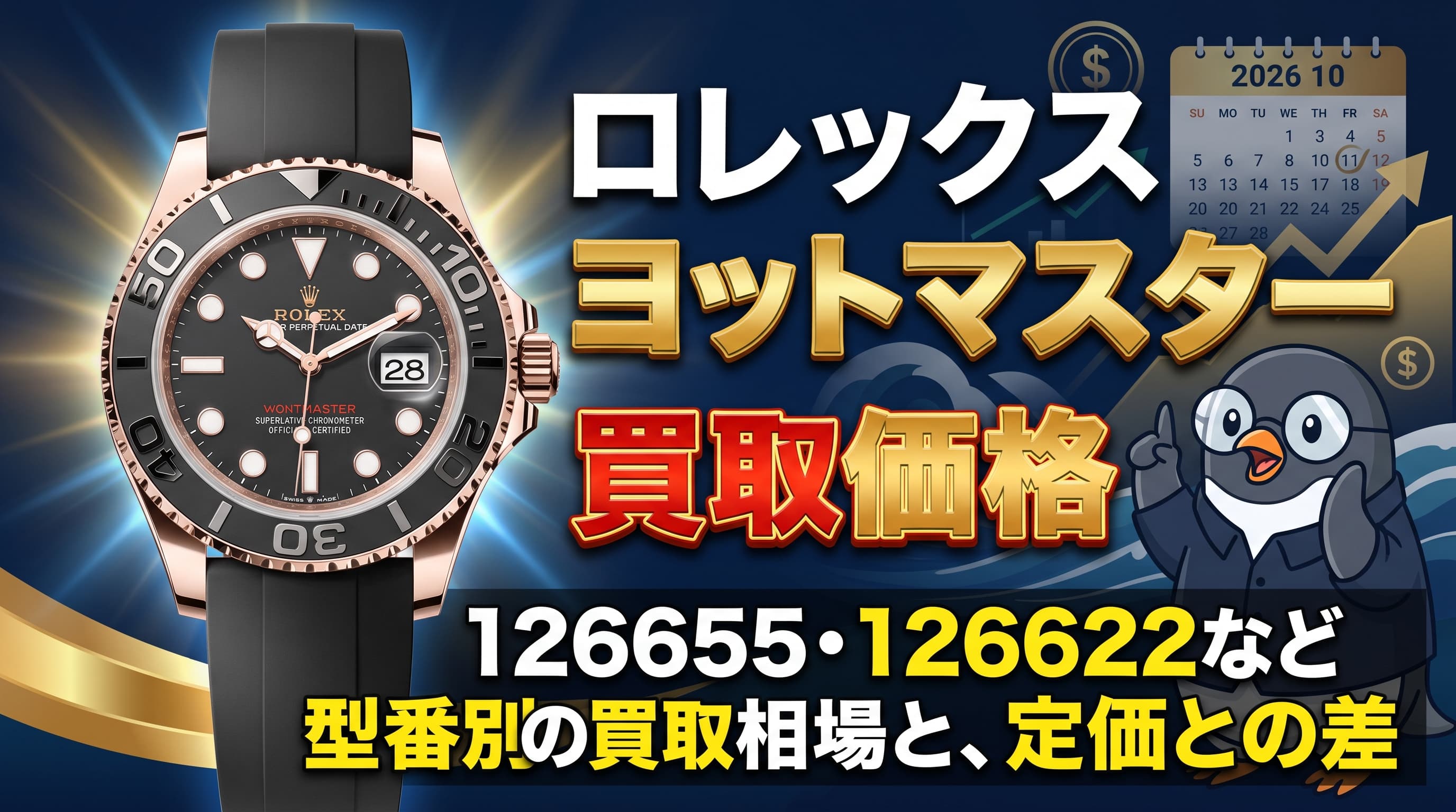 ロレックス ヨットマスター 買取価格|126655・126622など型番別の買取相場と、定価との差